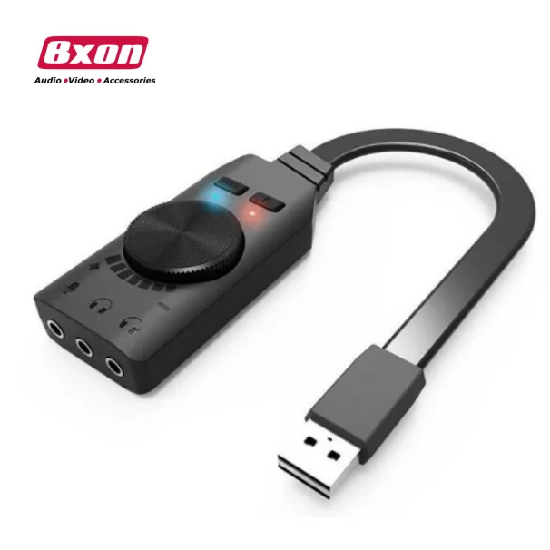 

External USB Sound Card Mic Audio Card USB to 3.5mm Earphone Headphone, Black