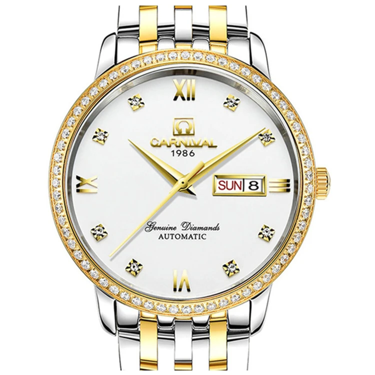 

Mechanical Wristwatch Brand Carnival 8676G Men Wrist Watches Rhinestones Crystal Glass Casual Fashion Versatile Watch