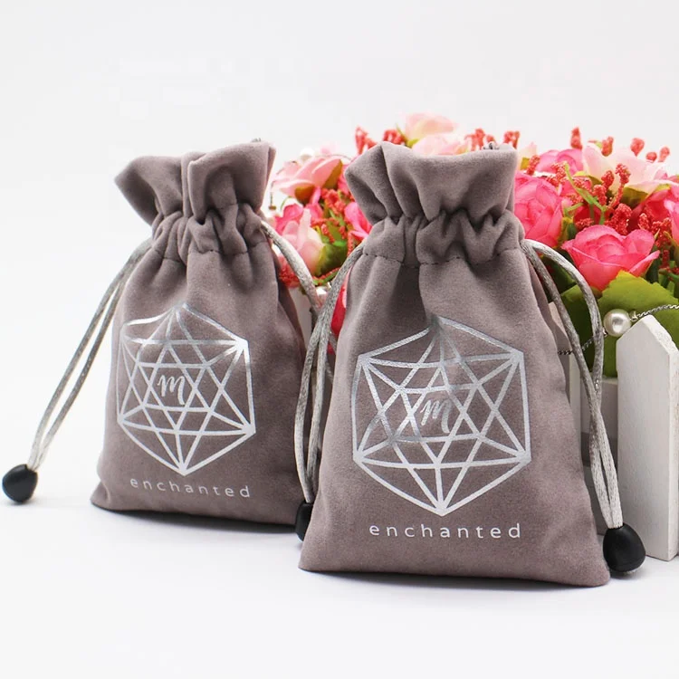 
New price promotion Silk Screen Printed Ladies custom cotton velvet jewelry pouch bags 