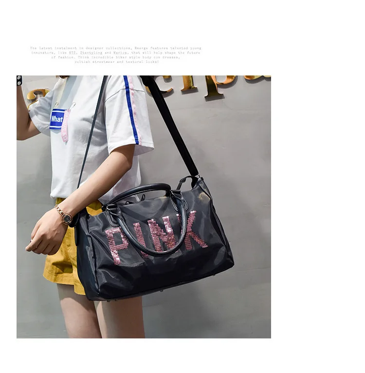 

2021 Women Sequined Fashion Waterproof Travel Bag Men Large Capacity Gym Bag Traveling Duffle Bag