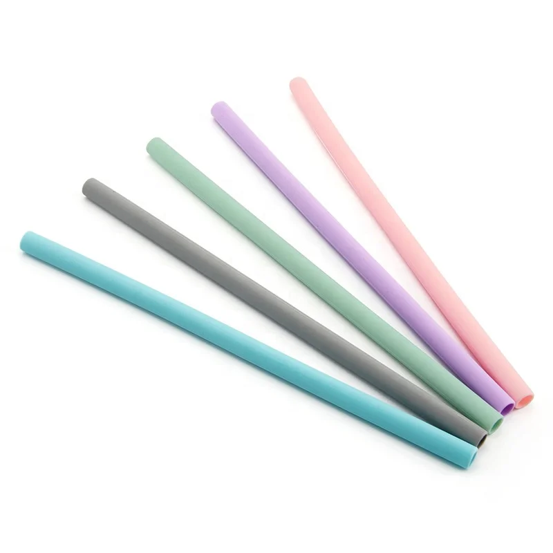 

Reusable Silicone Funny Drinking Bent Straws with Cleaning Brushes, Customize any pantone color