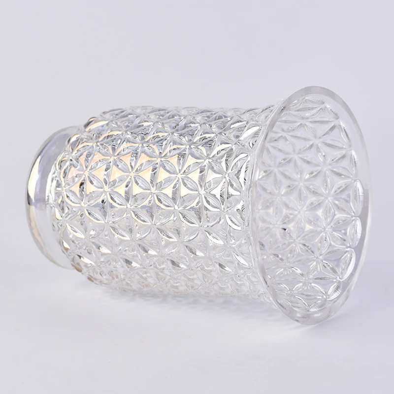 Luxury high plating tea light candle container tea light glass candle jars with base home decor factory