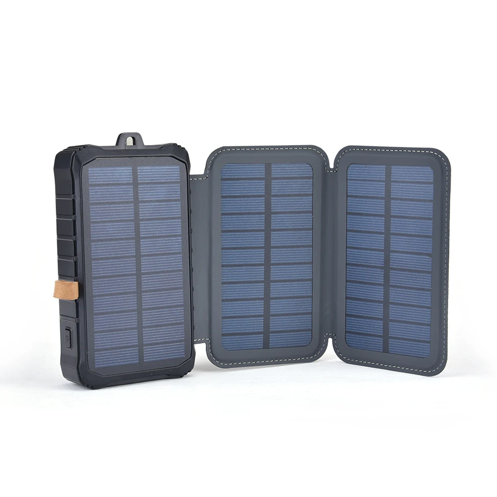 

Folding Solar Panel Power Bank 12000mah Outdoor Hiking Camping Lights LED Waterproof Portable Charger Power Bank