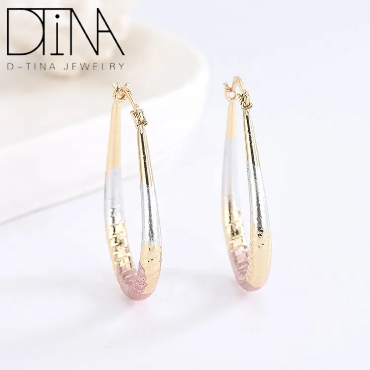 

DTINA New Fashion Style Striped Hoop Earrings of the Year, Tri-color earrings