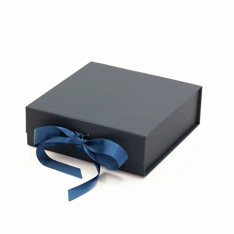 

Custom square navy blue storage card board paper gift box with magnetic lid