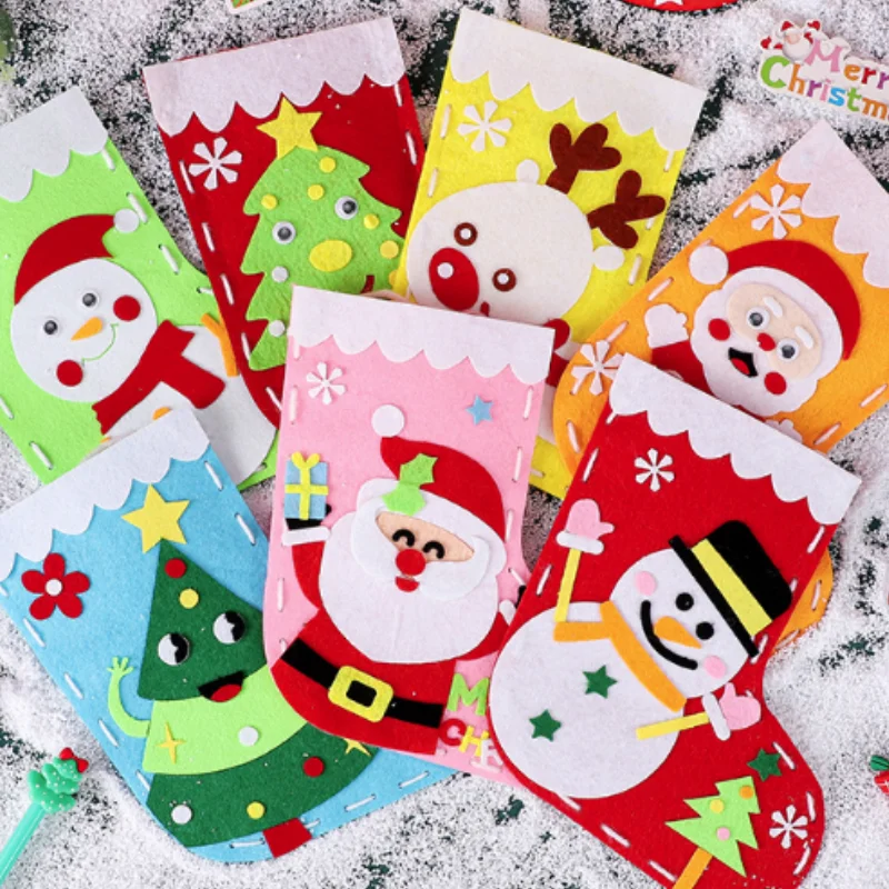 

Christmas Stockings DIY Craft Kits Christmas Socks for kids Santa Snowman Christmas Decoration Hanging Decor