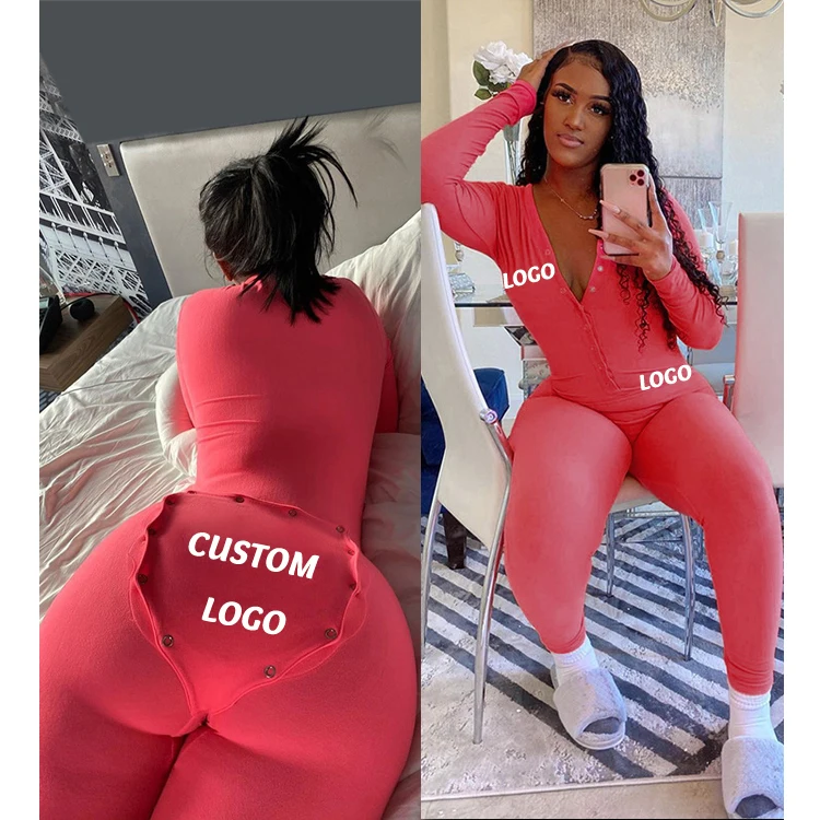 

Free Shipping Ladies Buttock open buttonhole long casual jumpsuit, Customized color