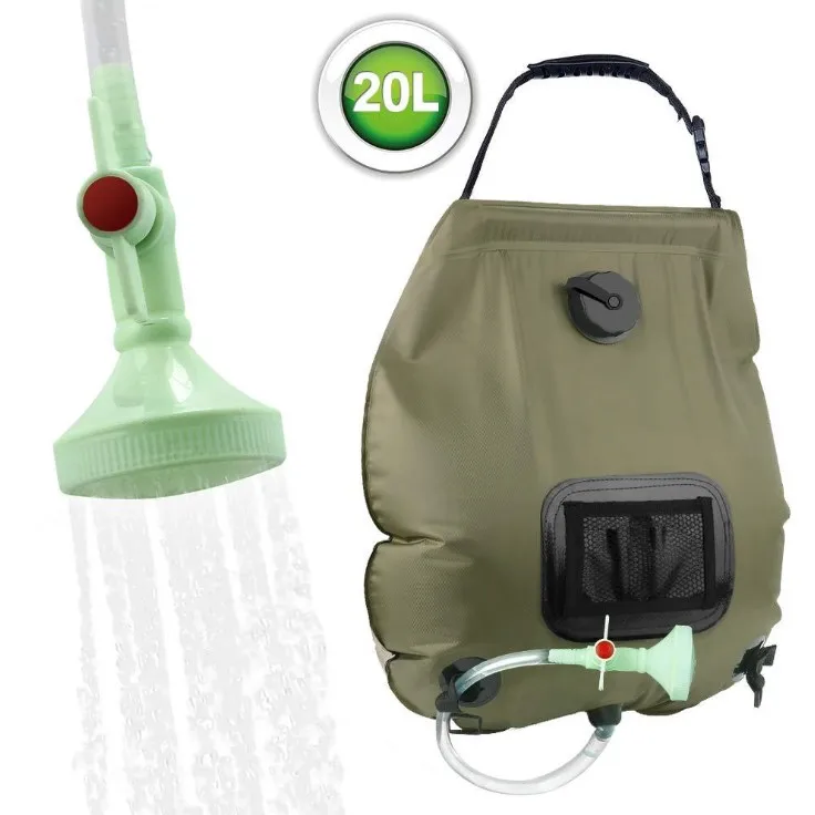 

Promo outdoor portable 5 Gallons  Camping hiking traveling Summer Solar Shower Bag, Army green