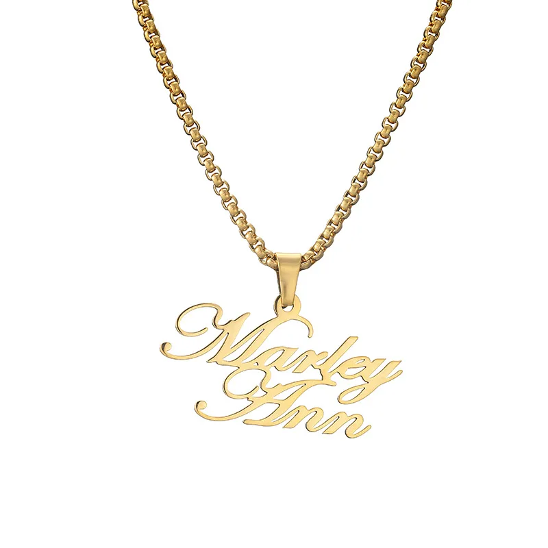 

Low MOQ Fast Shipping Personalized Double Plated Name Chain Necklace, Silver,gold,rose gold