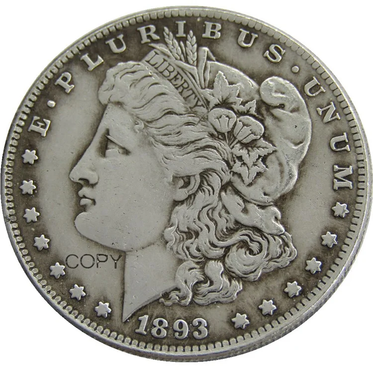 

US 1893 P/CC/O/S Morgan Dollar Silver Plated Replica Decorative Commemorative Coins