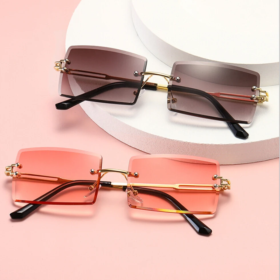 

Luxury Brand Rimless Eyewear Oculos De Sol Feminino Big Shades Oversized Brown Sunglasses, 2020 Women Retro Vintage Sunglasses, Custom colors