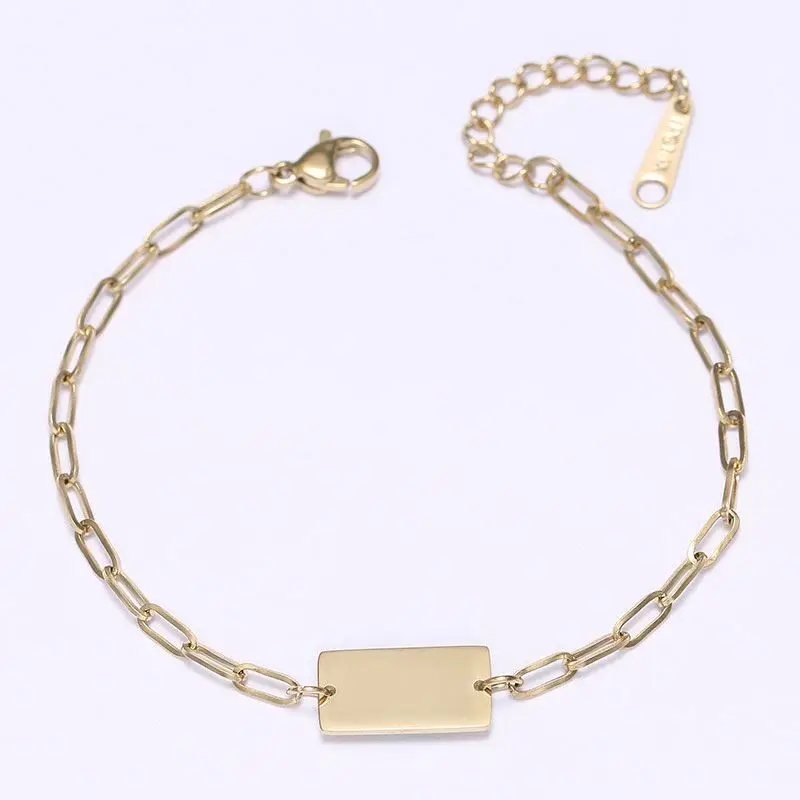 

Allergy Free Polished Stainless Steel Square Plated Gold Plated Fashion Jewelry Adjustable Bracelet