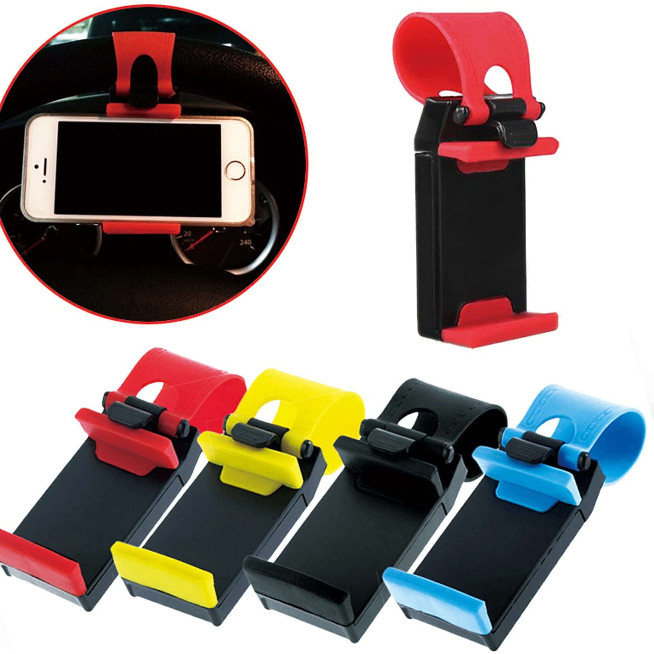 

Magnetic Car Holder Car Steering Wheel Mount Holder Rubber Band Mobile Phone Holders Car Cover, Black,yellow,blue, red