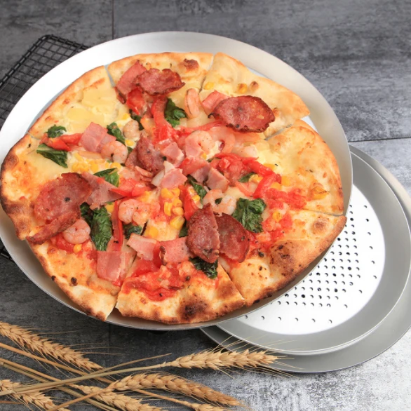 厨具用6-16英寸铝阳极氧化披萨烤盘烤盘穿孔圆形披萨盘 - buy