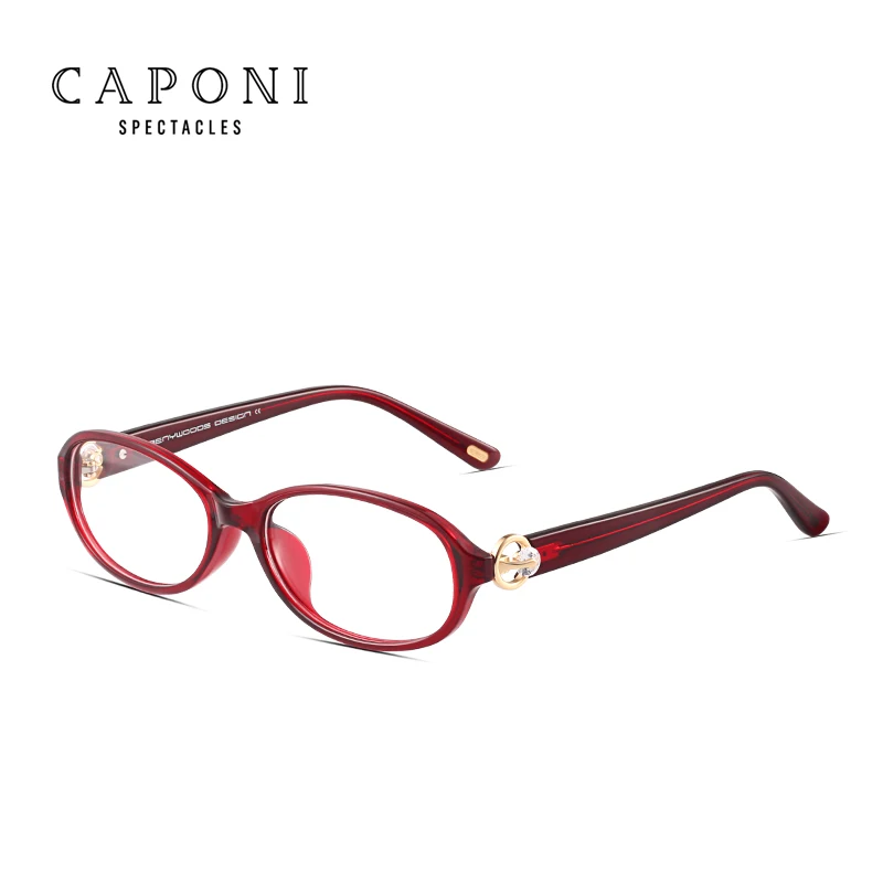 

Caponi China Factory Red Oval Alloy TR90 Frame Blue Light Blocking Myopia Prescription Reading Glasses For Women, 2 colors