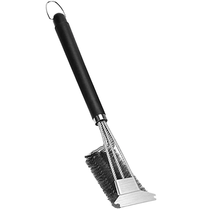 

Double cleaning Scraper Steel Brush BBQ Oven brush cleaning stainless Steel Steam Cleaning Grill brush, Black