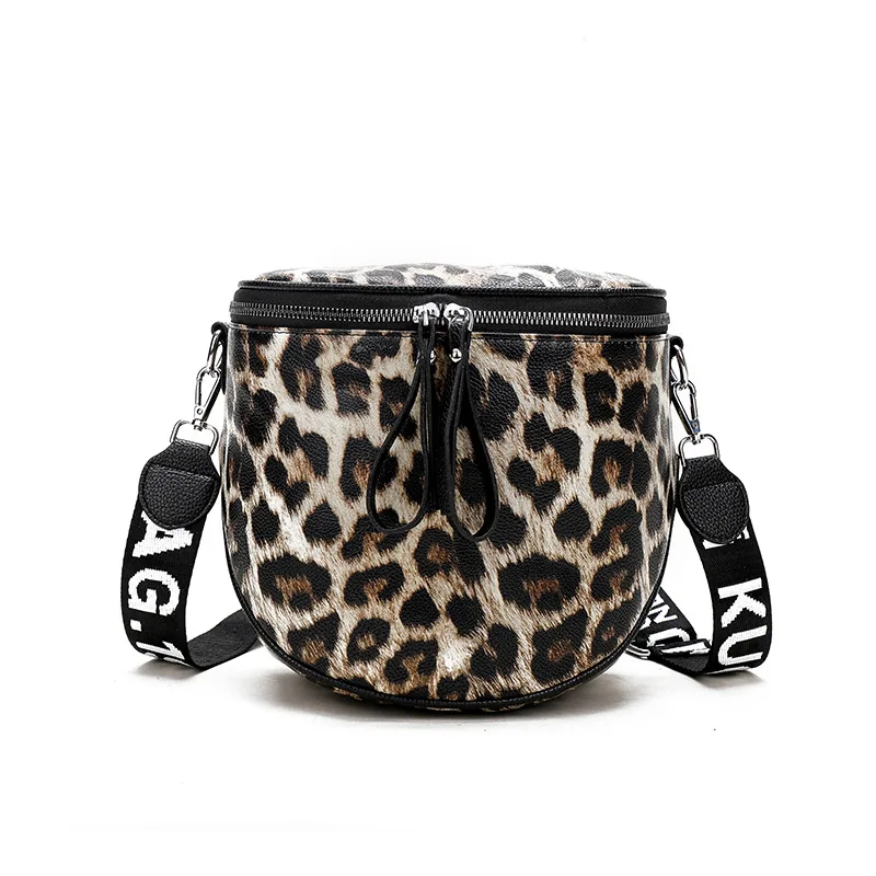 

2021 Leopard Print Handbag PU Leather Bucket Purse Messenger Bags Crossbody Women