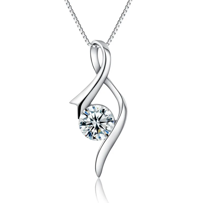 

SKA S925 Sterling silver necklace 5a zircon stone heart pendant necklaces factory stock
