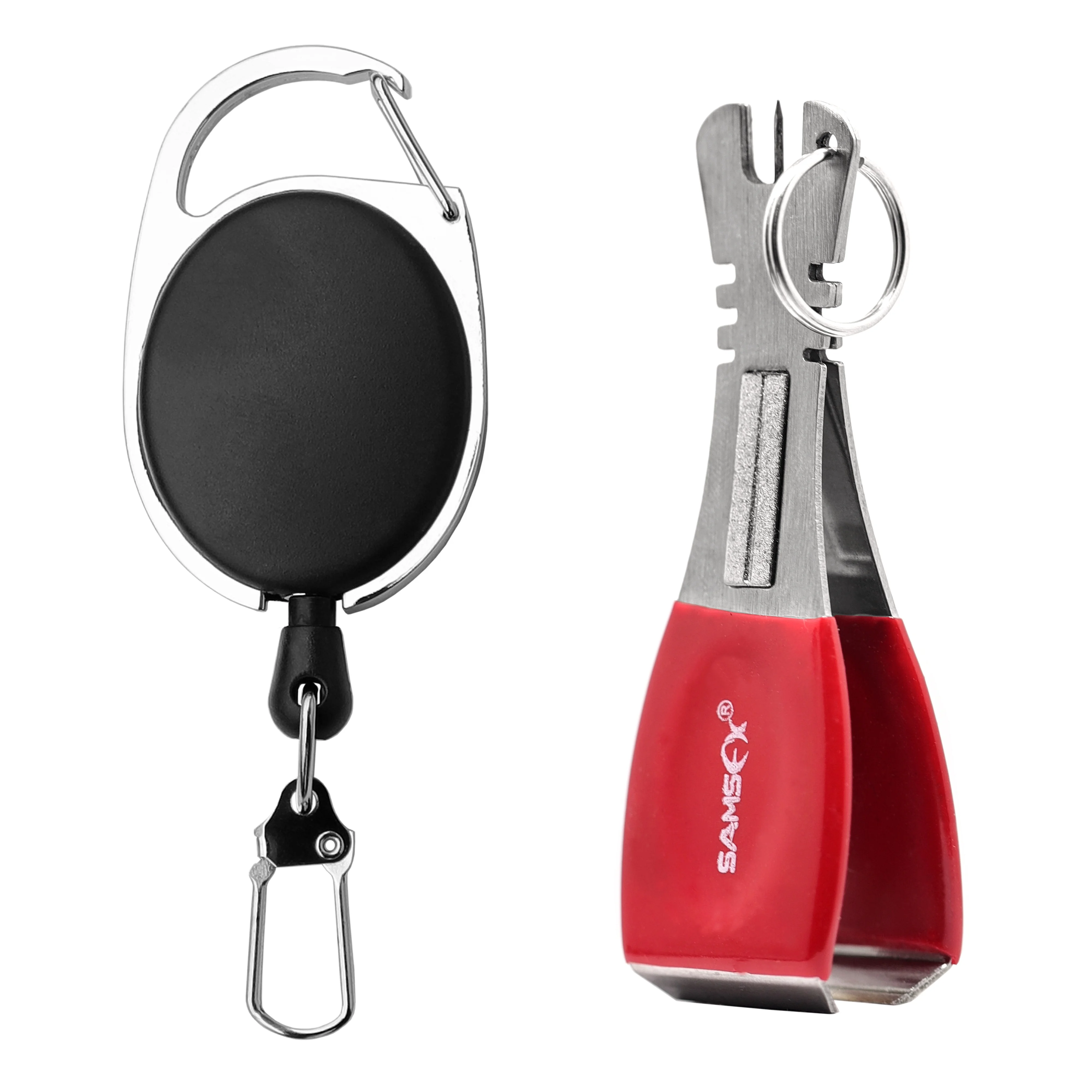 

SAMSFX Fishing 4 in 1 Line Nippers  with Comfortable Grip and Zinger Retractors Fly Fishing Tools Combo