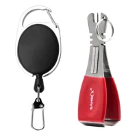 

SAMSFX Fishing 4 in 1 Line Nippers 3.5" x 1.1" with Comfortable Grip and Zinger Retractors Fly Fishing Tools Combo