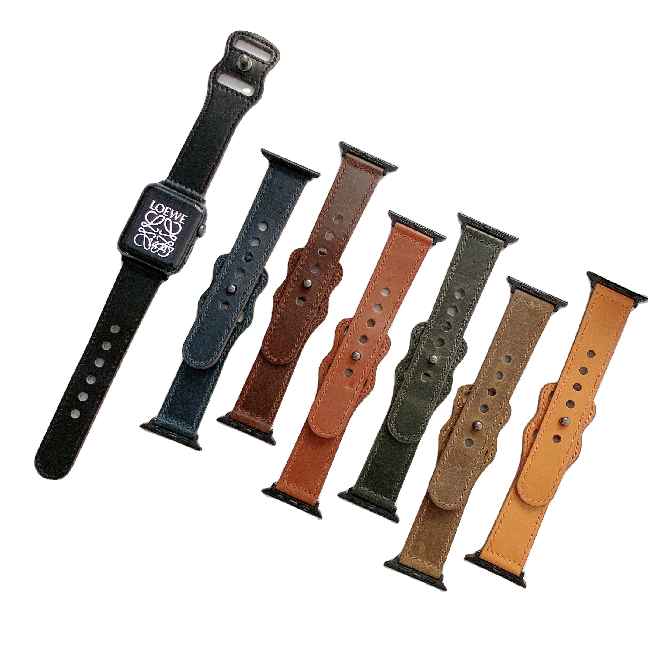 

Smartwatch silicone lesther watch band color strap for iphone i watch 3 de 6 40mm 42mm for apple watch black