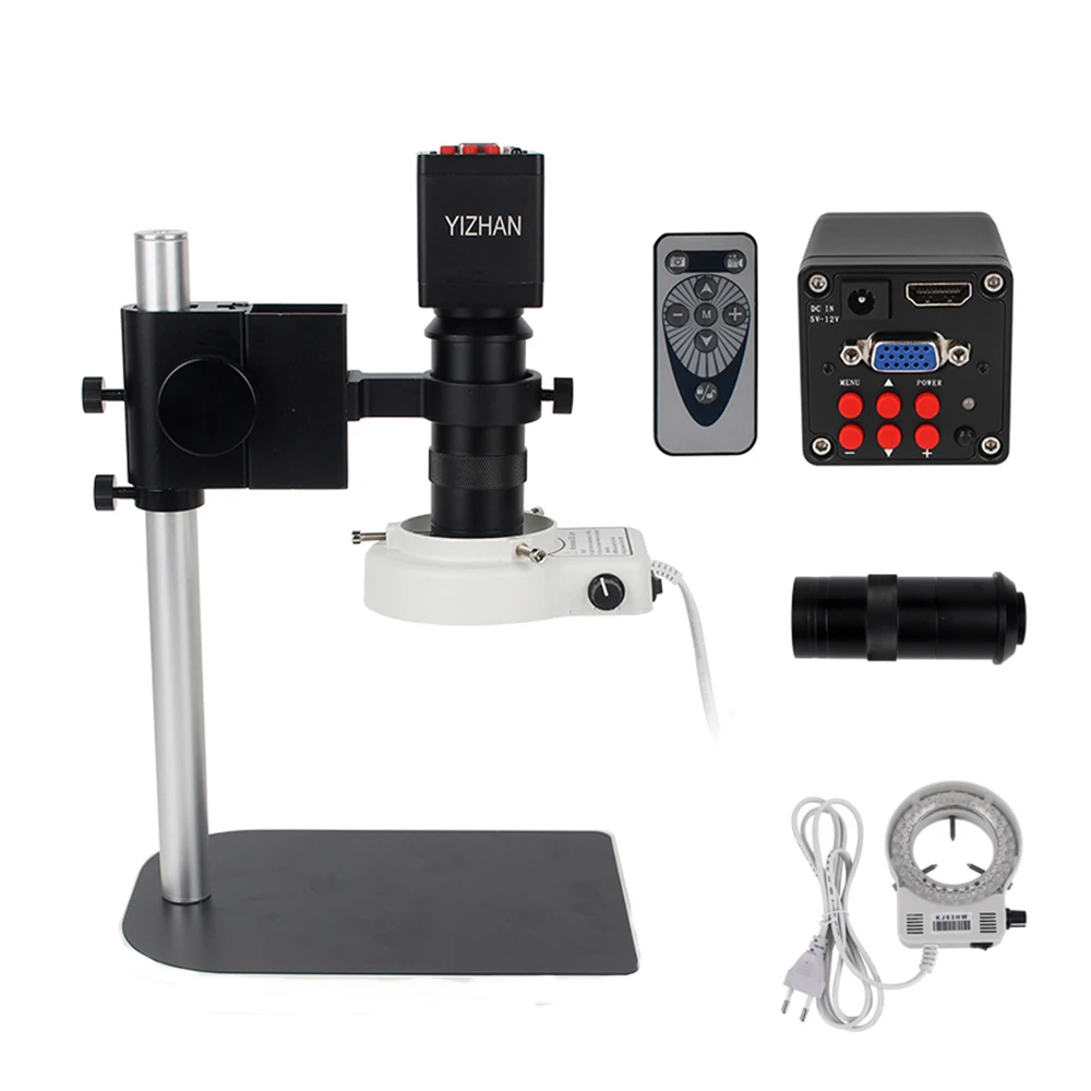 

Digital Microscope 2MP HD-MI VGA Electronic Video Microscope Camera with 130X C-mount Lens LED Light For Soldering Phone Repair