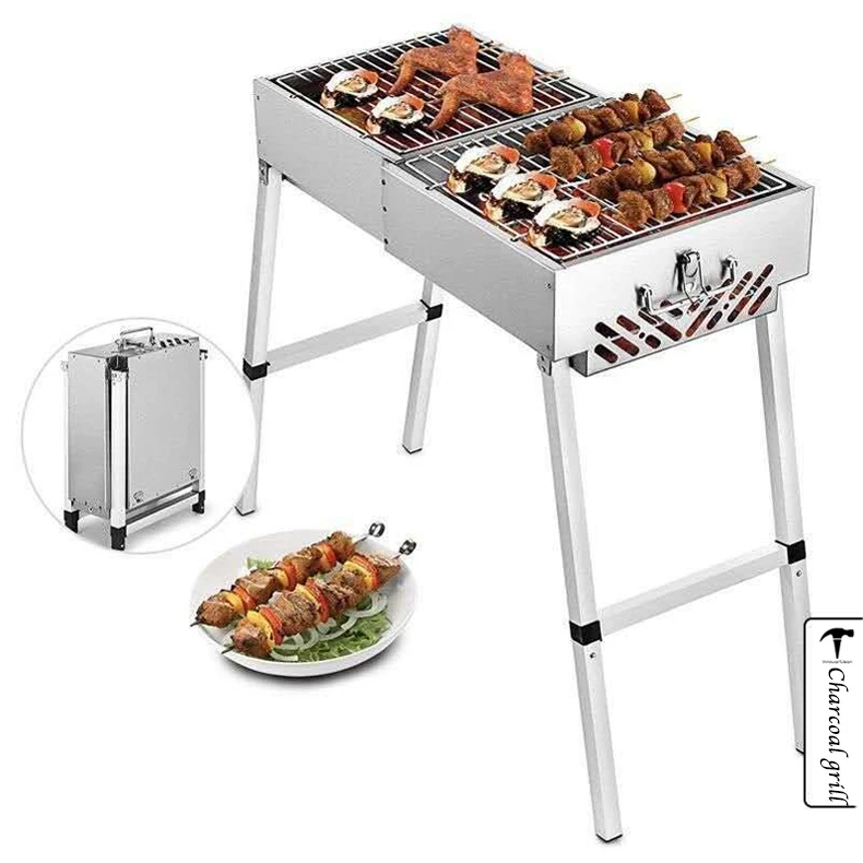 

Portable bbq grills Stainless Steel Folding Charcoal BBQ Grill Outdoor Barbecue Grilling with Carry folding camping Bag bbq set