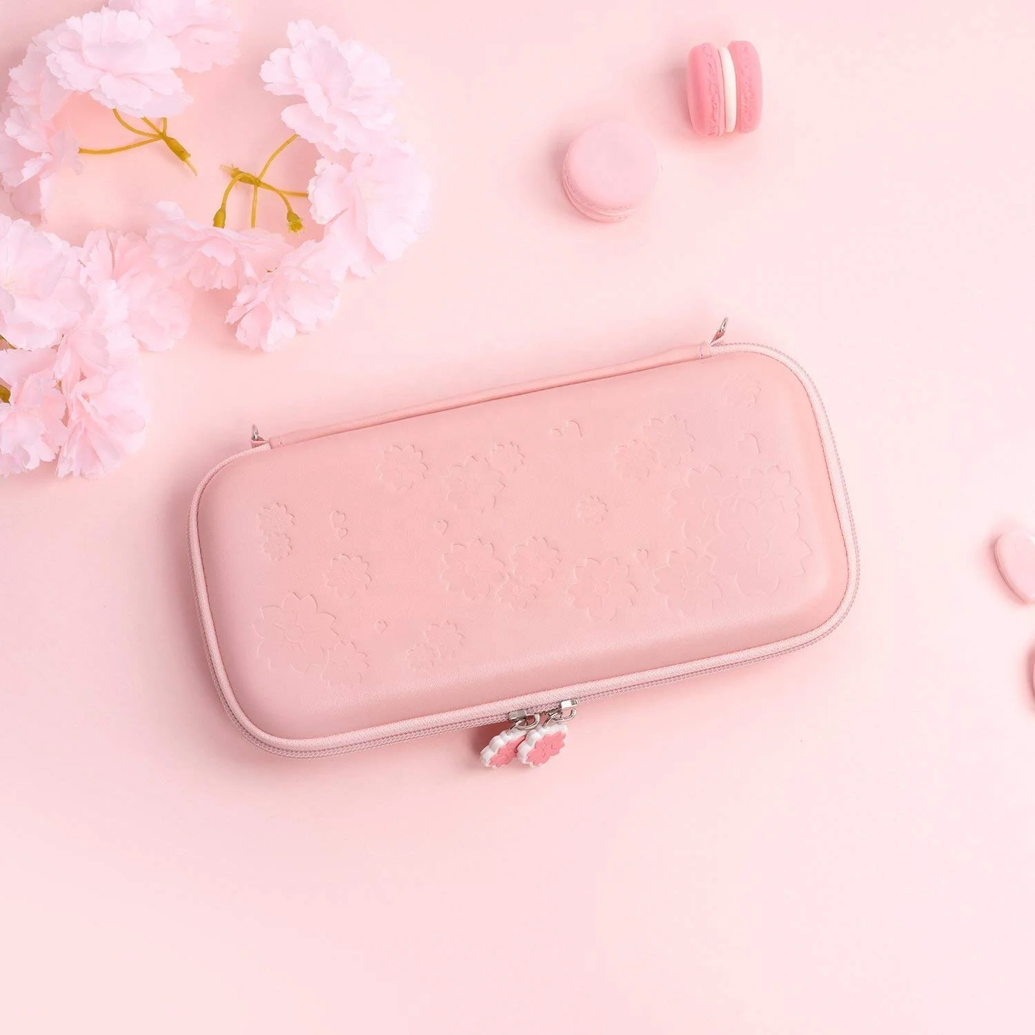 
2020 Ultra Slim Portable Hard Shell Travel Case for NS Console and Accessories Sakura Pink Carry Case for Nintendo Switch 