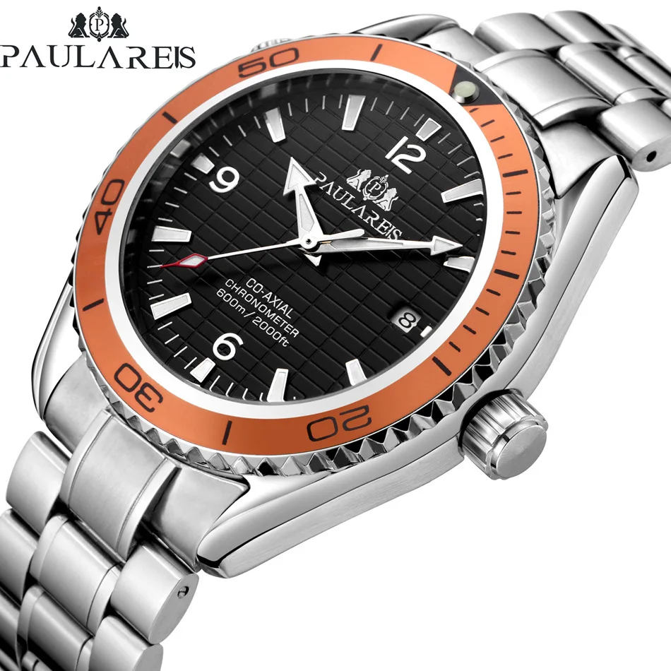 

YD14 PAULAREIS Automatic mechanical luminous orange tape steel belt belt men's watch AUTOMATIC WATCH