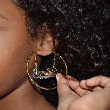 

New Arrive Big Hoop Ring Custom Name Earrings Design Bamboo Hoop Earrings For Women, Colors