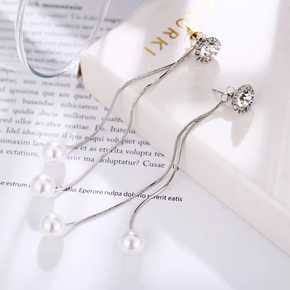 

5848 Wholesale good 925 silver needle shell Korea new ins fashion elegant cute simple long women drop earrings