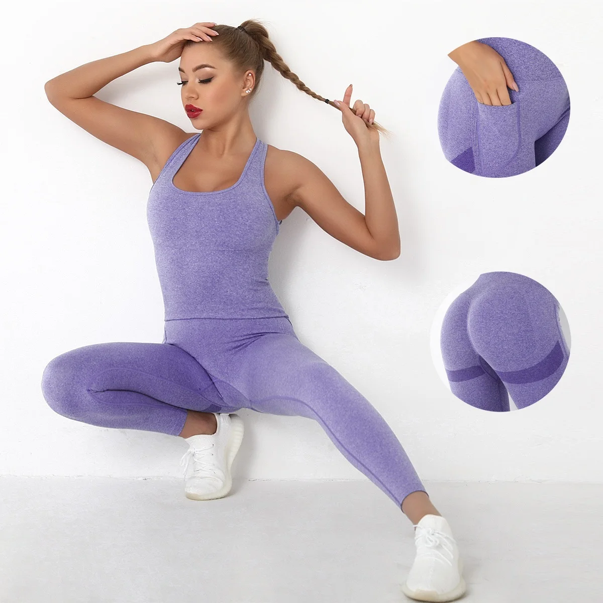 

BBLXF6205 Seamless sexy peach hip pocket yoga one-piece beauty back yoga suit all-in-one
