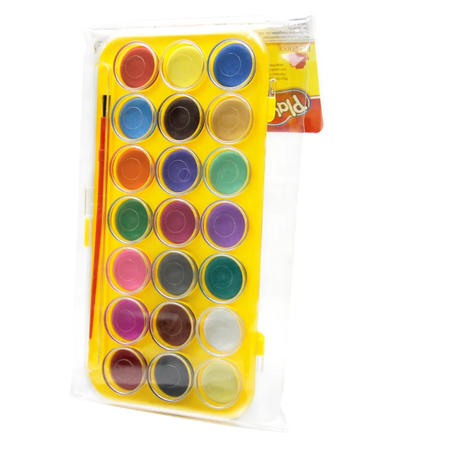 
21 colors acrylic water color paint dry pan set with brush for kids diy painting 