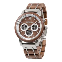 New design mens stainless steel and wood luxury wa