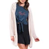 Ladies Home Party Casual Clothing Thin Lightweight Open Front Jumper Knitwear Long Sleeve Women Cream Hooded Cardigan