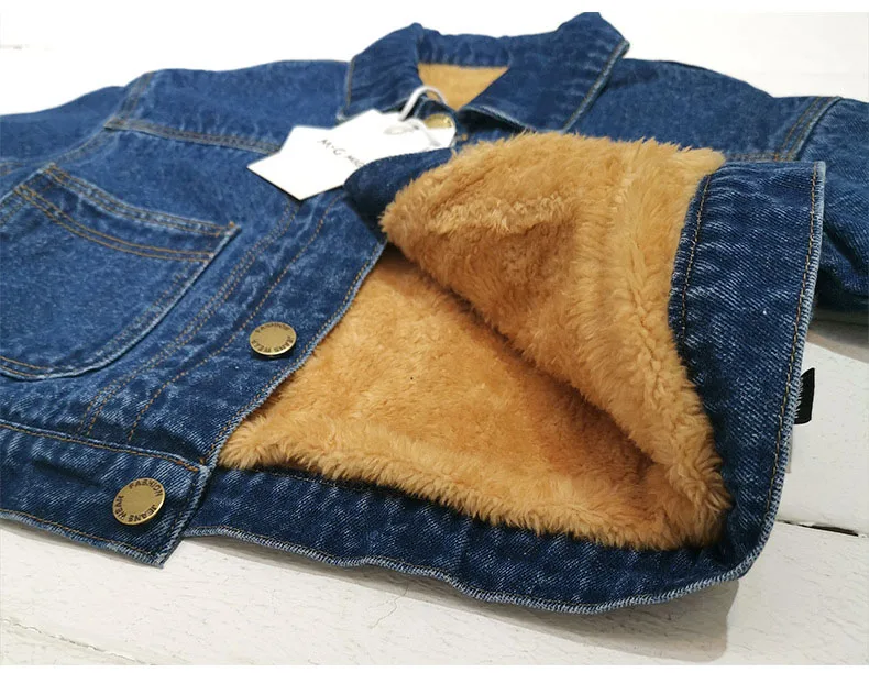 

Wholesale winter children's denim fabric thickened lining Plush comfortable warm fashion coat
