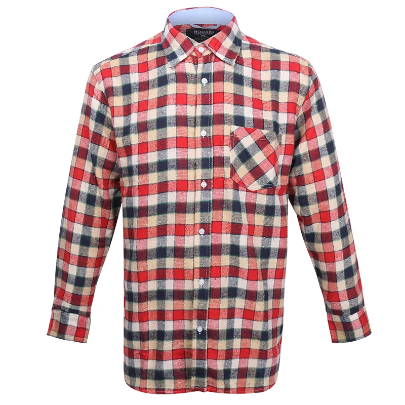 

2021 limited time discount Wholesale In Stock Long Sleeve Plaid Shirts Factory Price Cotton Polyester Plaid Shirts for Men