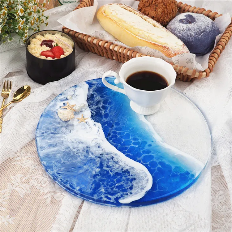 

T3 Round Tray Mold Resin New Ocean Geode Circle Coaster Mold, White
