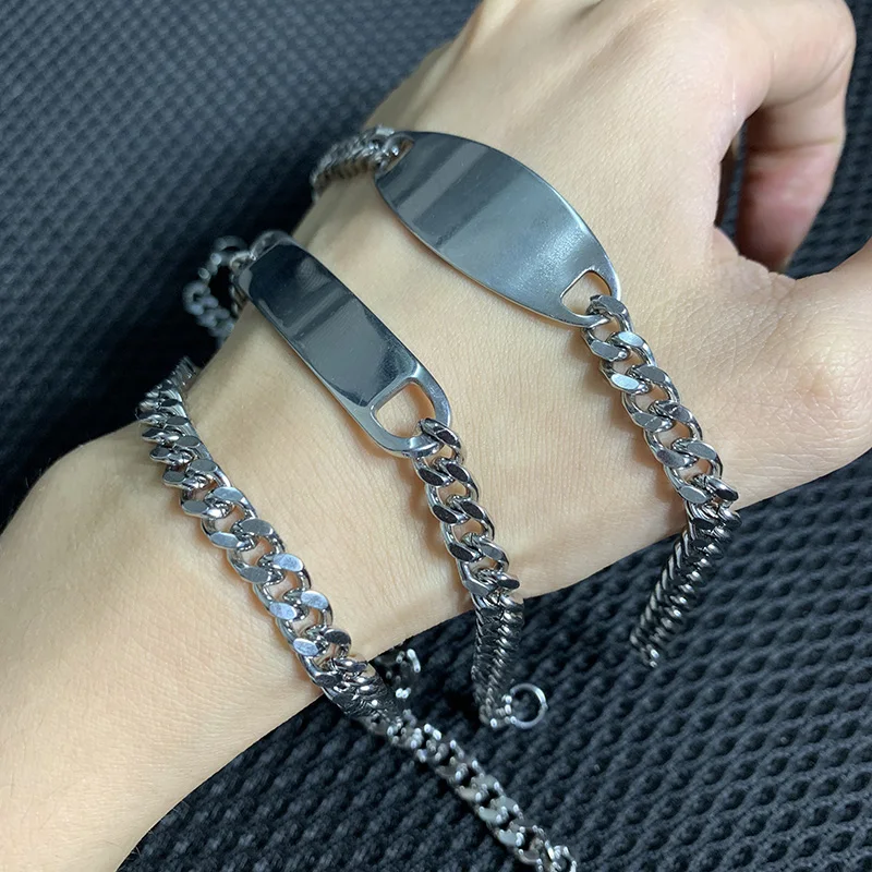 

Fashion Chains Charm Stainless Steel Bracelet Geometric Bracelet Cuban Link Chains Silver Color Jewelry Gifts 6MM USENSET