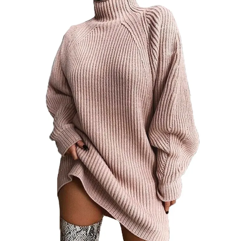 

10713-SW99 autumn winter knitted oversized high neck sweater loose casual for women sehe fashion, 5 colors