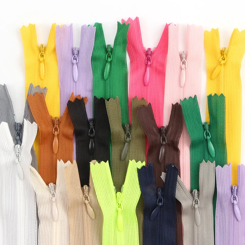 

Factory Price Wholesale 3# #4 Close-End Lace Tape stretch Nylon Invisible long chain Zipper sliders For Dress