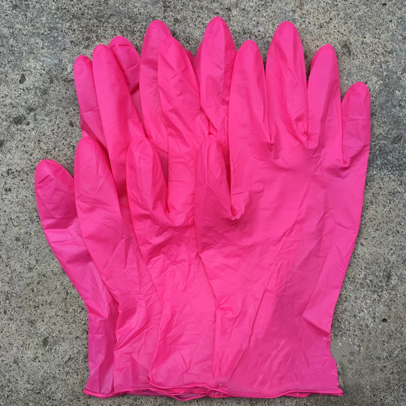 Disposable Nitrile Examination Glove Housekeeping Kitchen Medical Pink Disposable Gloves