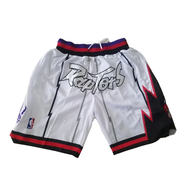 

Wholesale USA US NBA- Team Breathable Custom Vintage Raptors Just Don Embroidered Pocket Basketball Shorts, Customized colors