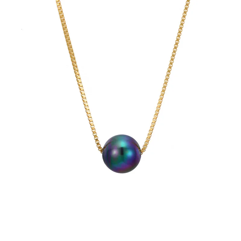 

MSYO INS Fashion 24K Gold Necklace Color Pearl Pendant Necklace, As picture