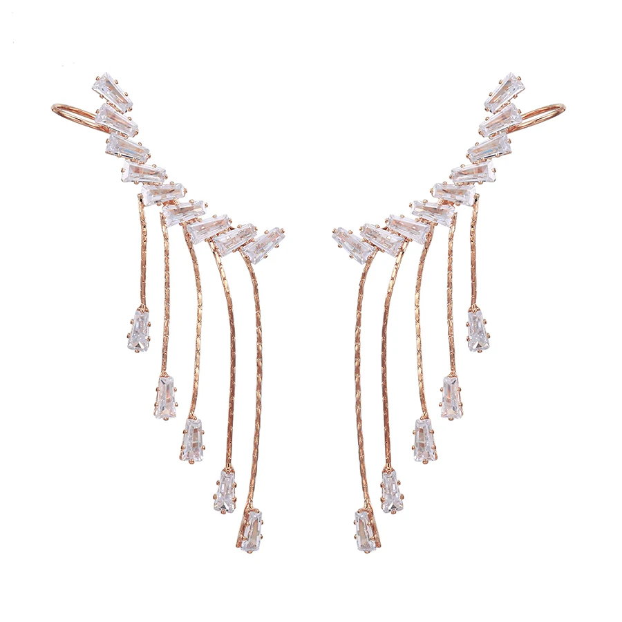 

YMearring-299 Xuping fashion jewelry fancy diamond design rose gold color copper alloy drop earrings for women