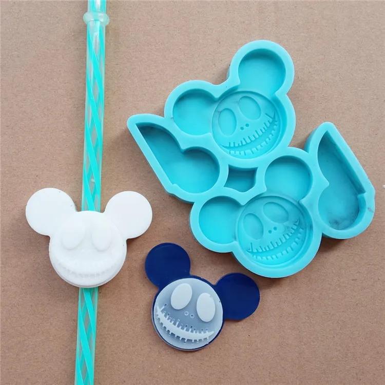 

Y1431 jack mickey silicone straw topper mold for straws, Blue