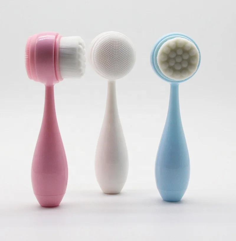 

OEM Bowling Facial Cleansing Brush 3D Portable Double Side Silicone Face cleasing Brush, Pink, blue, white