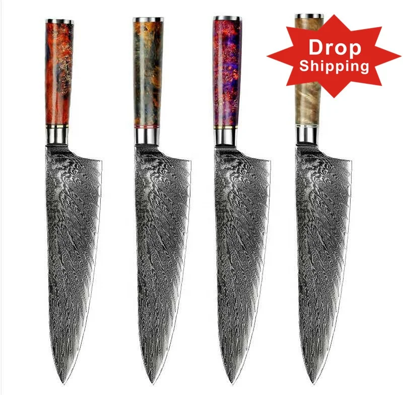 

2021 style 8 inch 67Layers Damascus Steel deluxe fruit and vegetable carving butcher and slaughter high end kitchen knives