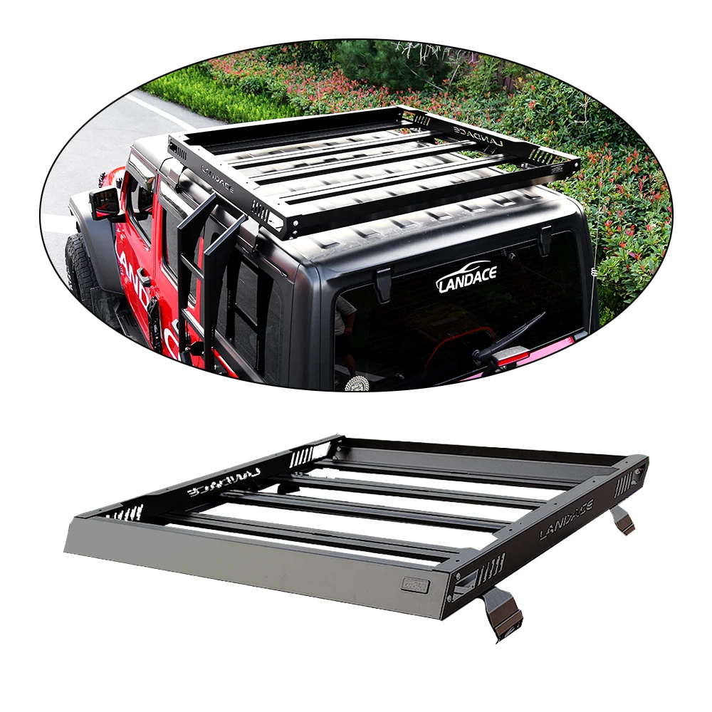 

Custom stainless steel top roof cargo carrier Black Powder Coating car Roof Rack Basket for Jeep Wrangler