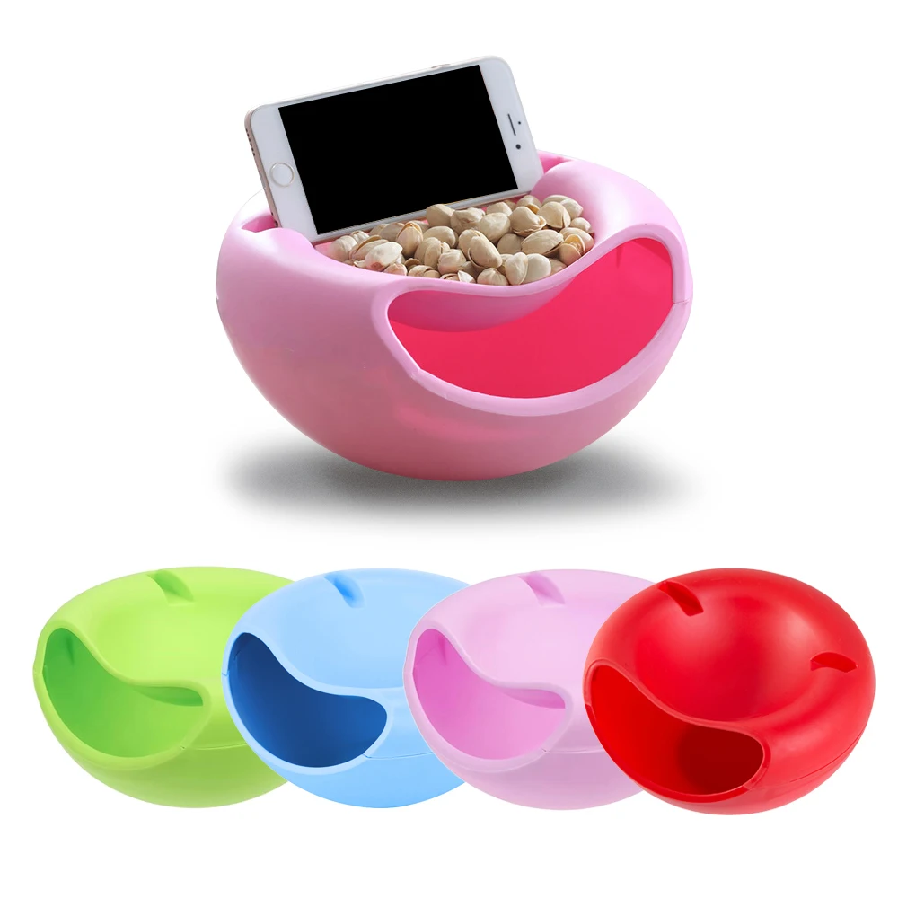 

Modern Living Room Creative Shape Double Layers Snack Storage Box Lazy Snack Bowl Plastic Bowl Lazy Fruit Plates Bowl